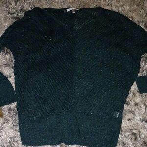 Jennifer Lopez Deep Green V-Neck Sweater